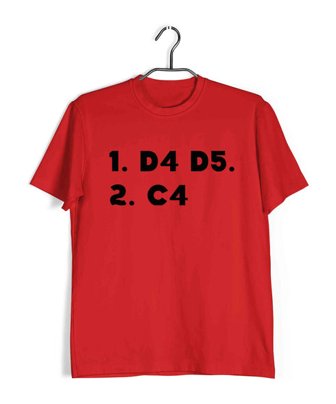 Chess 1 D4 D5. 2. C4 Sports Casual Graphic Printed T-Shirt for Men